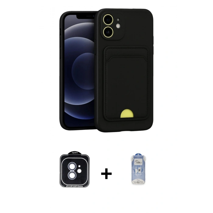 MARSİLYAN™- iPhone 11 Kılıf Vadi Çizgi Prime - Siyah Joko Magic 5D Cam + PVD Metal Kamera Lens - MI
