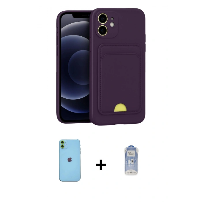 MARSİLYAN™- iPhone 11 Kılıf Vadi Çizgi Prime - Siyah Joko Magic 5D Cam + Neon Fosforlu Kamera Lens - YL