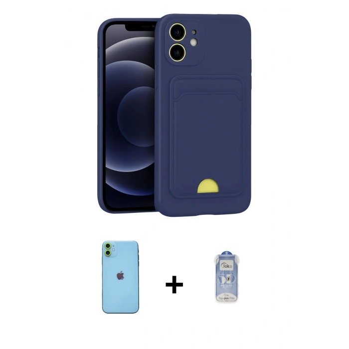 MARSİLYAN™- iPhone 11 Kılıf Vadi Çizgi Prime - Siyah Joko Magic 5D Cam + Neon Fosforlu Kamera Lens - YL
