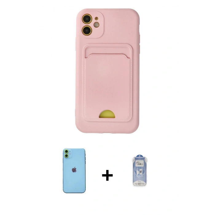 MARSİLYAN™- iPhone 11 Kılıf Vadi Çizgi Prime - Siyah Joko Magic 5D Cam + Neon Fosforlu Kamera Lens - YL