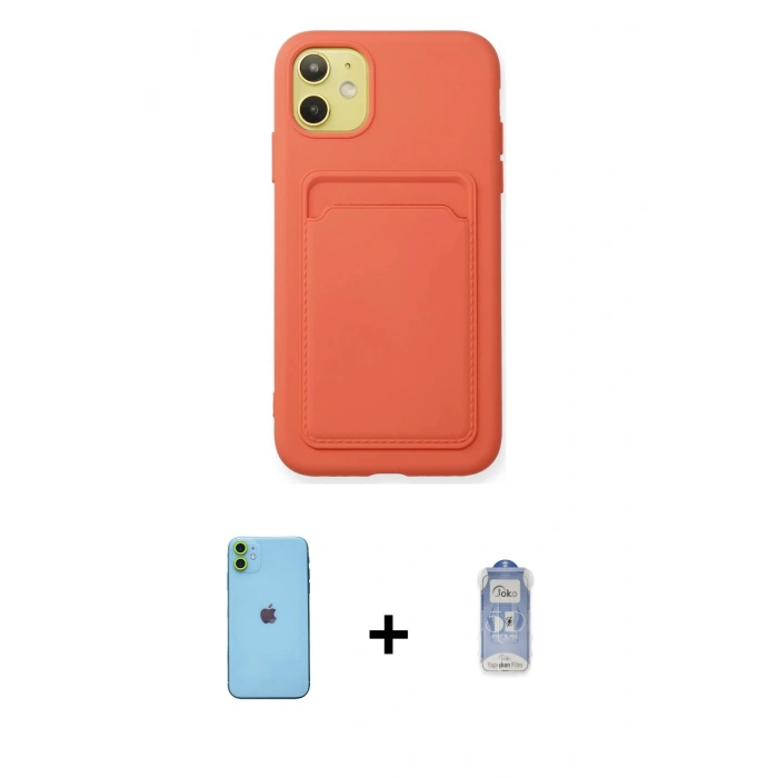 MARSİLYAN™- iPhone 11 Kılıf Vadi Çizgi Prime - Siyah Joko Magic 5D Cam + Neon Fosforlu Kamera Lens - YL