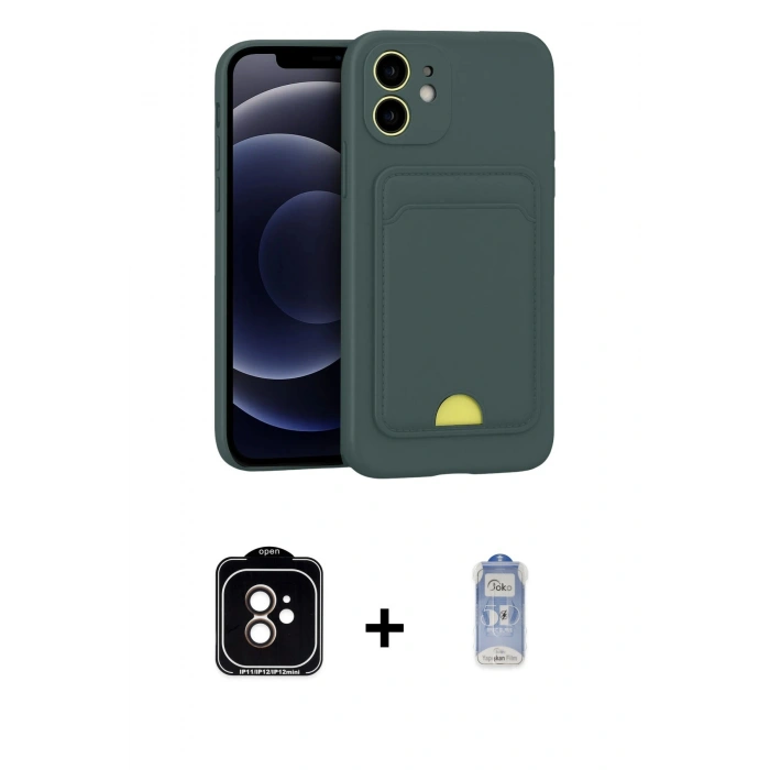 MARSİLYAN™- iPhone 11 Kılıf Vadi Çizgi Prime - Siyah Joko Magic 5D Cam + PVD Metal Kamera Lens - TU