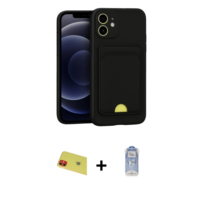 MARSİLYAN™- iPhone 11 Kılıf Vadi Çizgi Prime - Siyah Joko Magic 5D Cam + Rainbow Kamera Lens Koruma Cam - KI