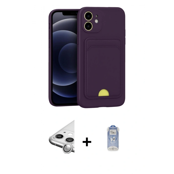 MARSİLYAN™- iPhone 11 Kılıf Vadi Çizgi Prime - Siyah Joko Magic 5D Cam + Raze Metal Kamera Lens - GS