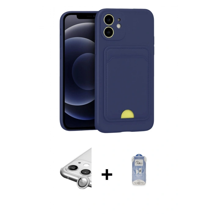 MARSİLYAN™- iPhone 11 Kılıf Vadi Çizgi Prime - Siyah Joko Magic 5D Cam + Raze Metal Kamera Lens - GS
