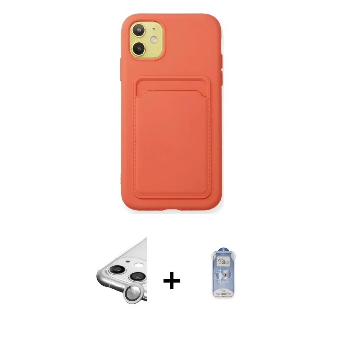 MARSİLYAN™- iPhone 11 Kılıf Vadi Çizgi Prime - Siyah Joko Magic 5D Cam + Raze Metal Kamera Lens - GS