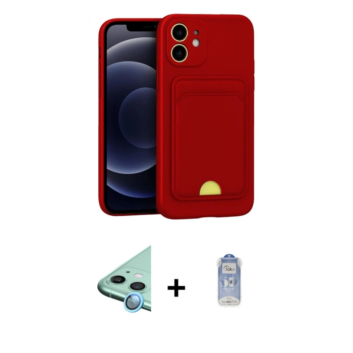 MARSİLYAN™- iPhone 11 Kılıf Vadi Çizgi Prime - Siyah Joko Magic 5D Cam + Raze Metal Kamera Lens - MI