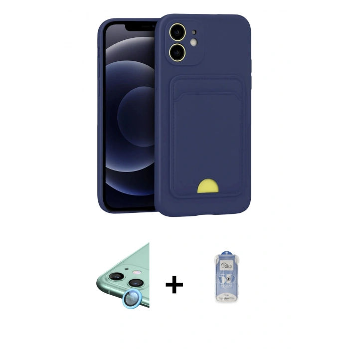 MARSİLYAN™- iPhone 11 Kılıf Vadi Çizgi Prime - Siyah Joko Magic 5D Cam + Raze Metal Kamera Lens - MI