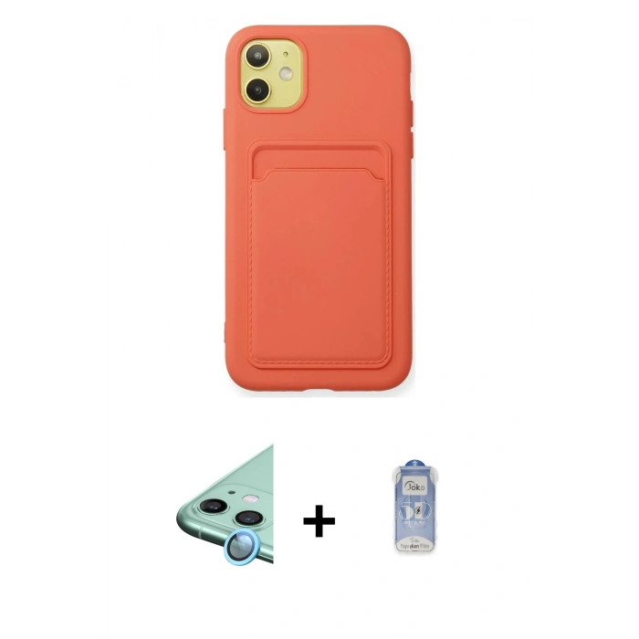 MARSİLYAN™- iPhone 11 Kılıf Vadi Çizgi Prime - Siyah Joko Magic 5D Cam + Raze Metal Kamera Lens - MI
