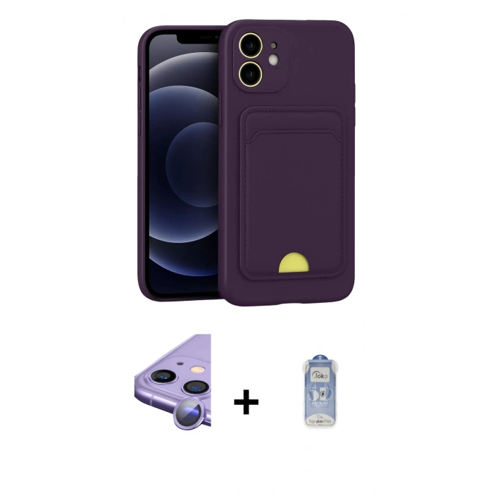 MARSİLYAN™- iPhone 11 Kılıf Vadi Çizgi Prime - Siyah Joko Magic 5D Cam + Raze Metal Kamera Lens - MR