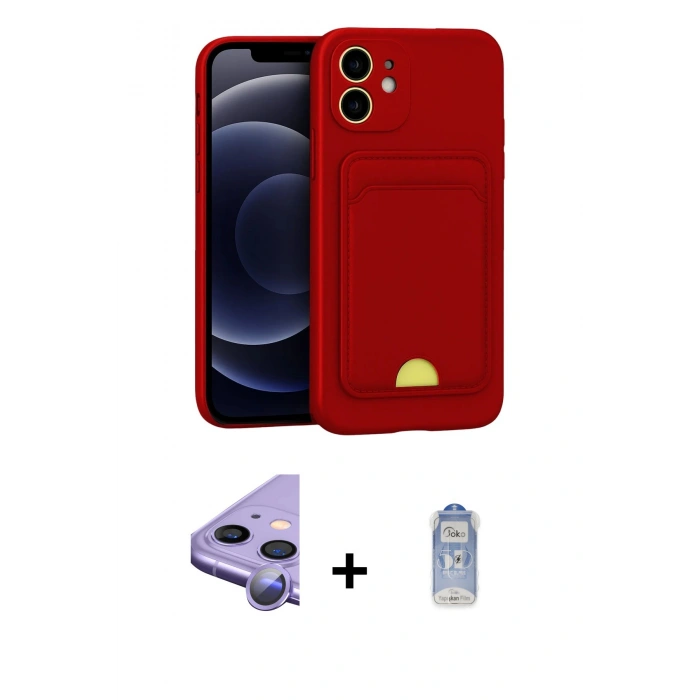 MARSİLYAN™- iPhone 11 Kılıf Vadi Çizgi Prime - Siyah Joko Magic 5D Cam + Raze Metal Kamera Lens - MR