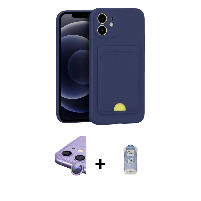 MARSİLYAN™- iPhone 11 Kılıf Vadi Çizgi Prime - Siyah Joko Magic 5D Cam + Raze Metal Kamera Lens - MR