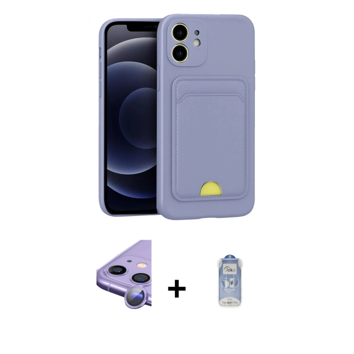 MARSİLYAN™- iPhone 11 Kılıf Vadi Çizgi Prime - Siyah Joko Magic 5D Cam + Raze Metal Kamera Lens - MR