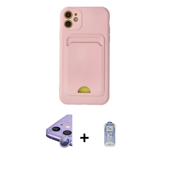 MARSİLYAN™- iPhone 11 Kılıf Vadi Çizgi Prime - Siyah Joko Magic 5D Cam + Raze Metal Kamera Lens - MR