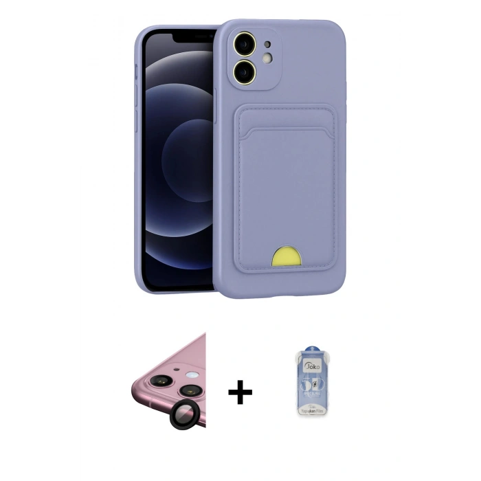 MARSİLYAN™- iPhone 11 Kılıf Vadi Çizgi Prime - Siyah Joko Magic 5D Cam + Raze Metal Kamera Lens - SH