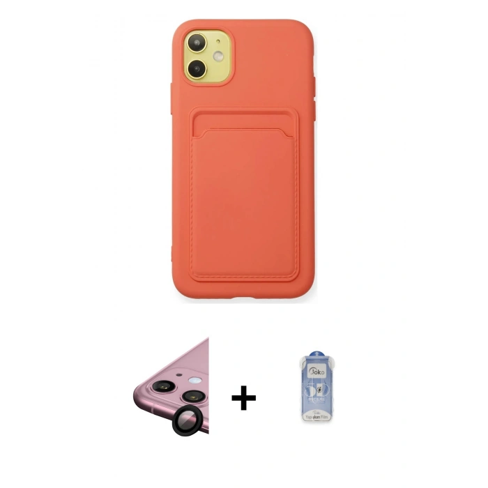 MARSİLYAN™- iPhone 11 Kılıf Vadi Çizgi Prime - Siyah Joko Magic 5D Cam + Raze Metal Kamera Lens - SH
