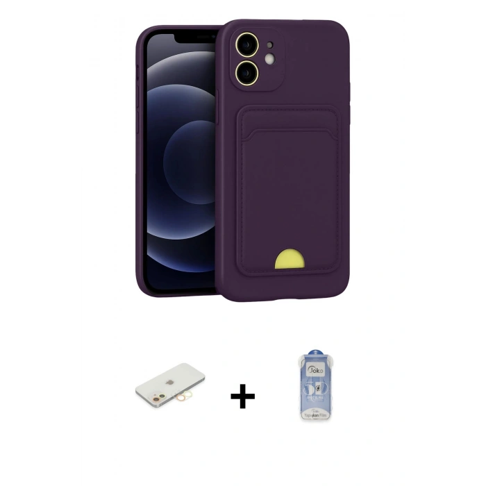MARSİLYAN™- iPhone 11 Kılıf Vadi Çizgi Prime - Siyah Joko Magic 5D Cam + Renkli Kamera Lens Koruma Cam - SI