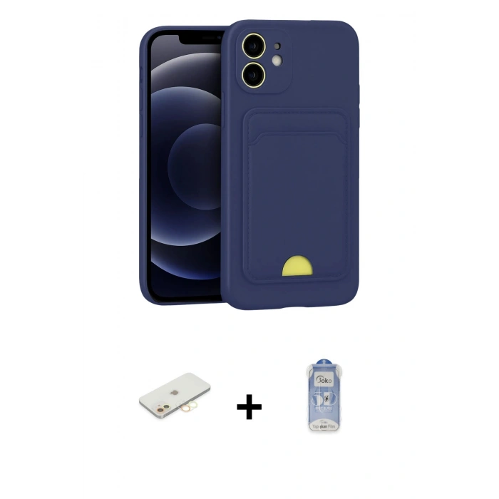 MARSİLYAN™- iPhone 11 Kılıf Vadi Çizgi Prime - Siyah Joko Magic 5D Cam + Renkli Kamera Lens Koruma Cam - SI