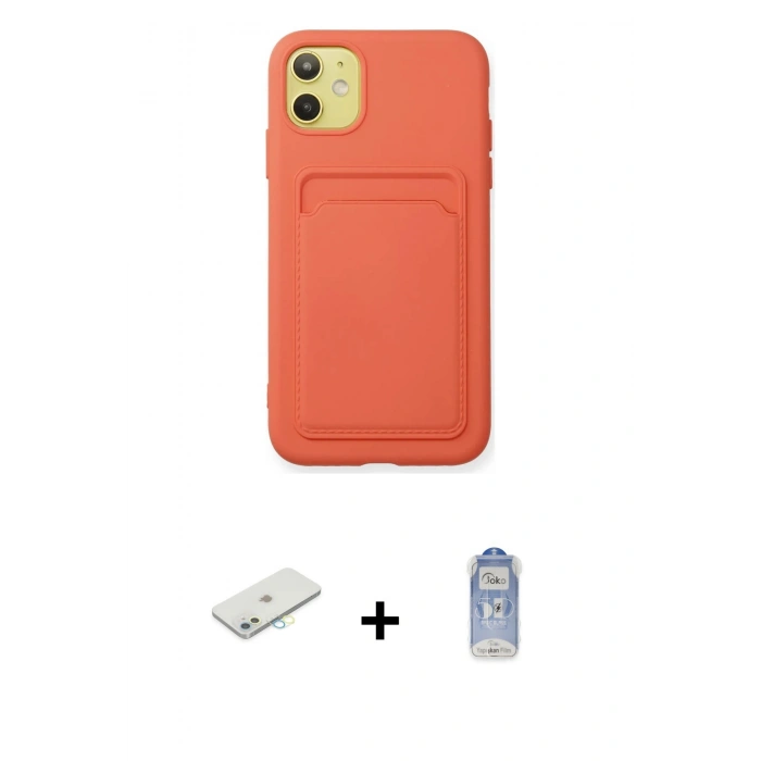 MARSİLYAN™- iPhone 11 Kılıf Vadi Çizgi Prime - Siyah Joko Magic 5D Cam + Renkli Kamera Lens Koruma Cam - SI