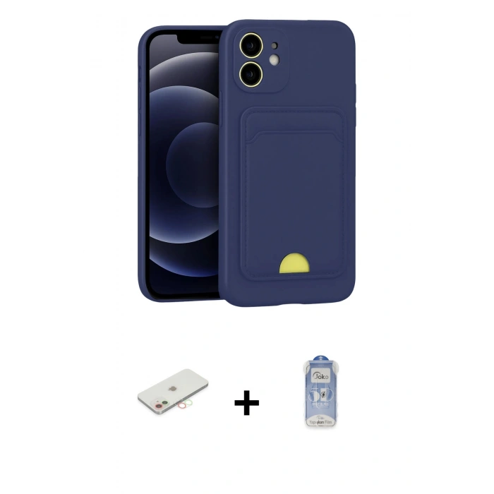 MARSİLYAN™- iPhone 11 Kılıf Vadi Çizgi Prime - Siyah Joko Magic 5D Cam + Renkli Kamera Lens Koruma Cam - YL