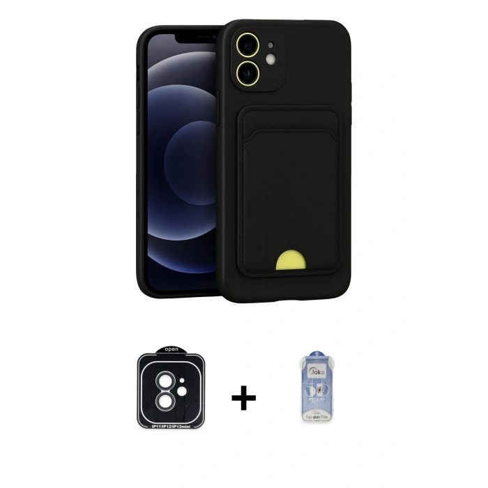 MARSİLYAN™- iPhone 11 Kılıf Vadi Çizgi Prime - Siyah Joko Magic 5D Cam + Siyah PVD Metal Kamera Lens