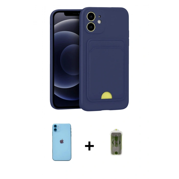 MARSİLYAN™- iPhone 11 Kılıf Vadi Çizgi Prime - Siyah Joko Magic 5D Hayalet Cam + Neon Fosforlu Kamera Lens - MI