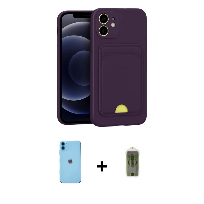 MARSİLYAN™- iPhone 11 Kılıf Vadi Çizgi Prime - Siyah Joko Magic 5D Hayalet Cam + Neon Fosforlu Kamera Lens - MI