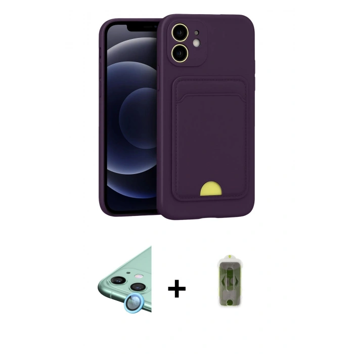 MARSİLYAN™- iPhone 11 Kılıf Vadi Çizgi Prime - Siyah Joko Magic 5D Hayalet Cam + Raze Metal Kamera Lens - MI