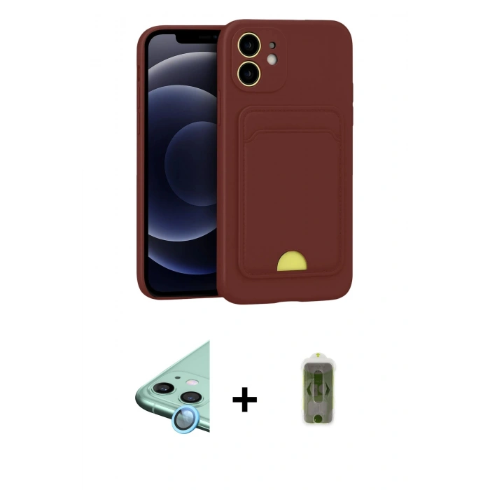 MARSİLYAN™- iPhone 11 Kılıf Vadi Çizgi Prime - Siyah Joko Magic 5D Hayalet Cam + Raze Metal Kamera Lens - MI