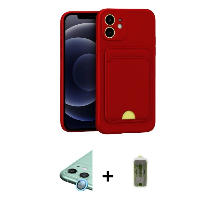 MARSİLYAN™- iPhone 11 Kılıf Vadi Çizgi Prime - Siyah Joko Magic 5D Hayalet Cam + Raze Metal Kamera Lens - MI