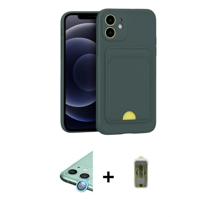 MARSİLYAN™- iPhone 11 Kılıf Vadi Çizgi Prime - Siyah Joko Magic 5D Hayalet Cam + Raze Metal Kamera Lens - MI