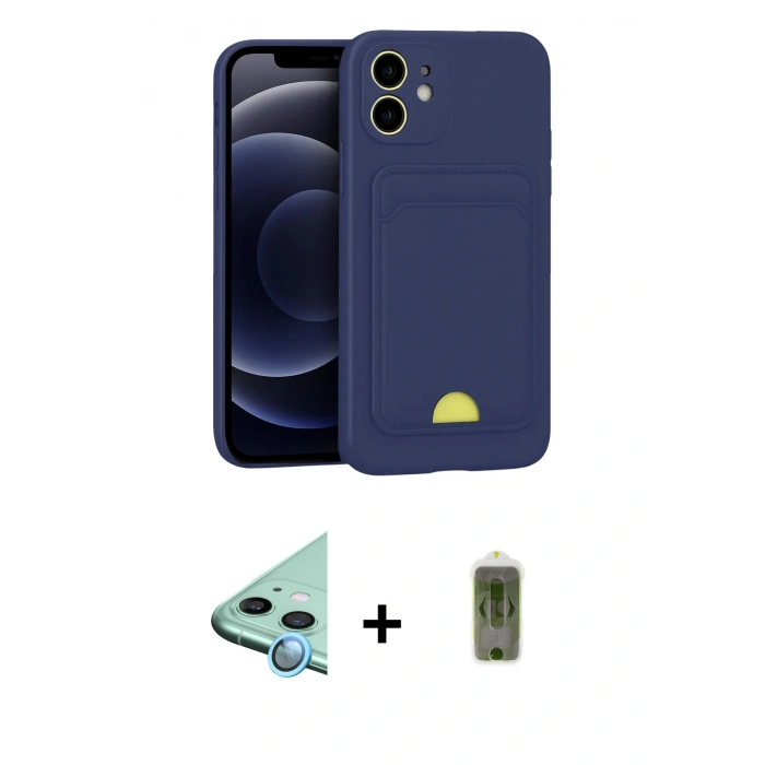 MARSİLYAN™- iPhone 11 Kılıf Vadi Çizgi Prime - Siyah Joko Magic 5D Hayalet Cam + Raze Metal Kamera Lens - MI