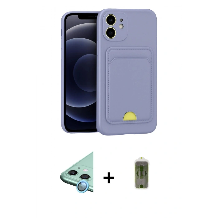 MARSİLYAN™- iPhone 11 Kılıf Vadi Çizgi Prime - Siyah Joko Magic 5D Hayalet Cam + Raze Metal Kamera Lens - MI