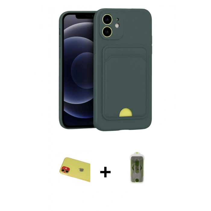 MARSİLYAN™- iPhone 11 Kılıf Vadi Çizgi Prime - Siyah Joko Magic 5D Hayalet Cam + Rainbow Kamera Lens Koruma Cam - KI