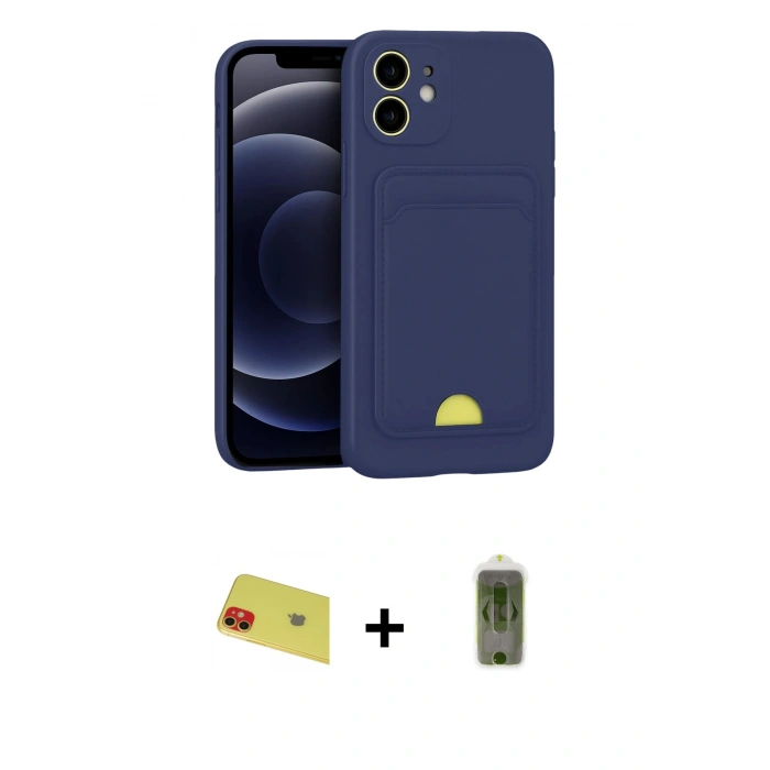 MARSİLYAN™- iPhone 11 Kılıf Vadi Çizgi Prime - Siyah Joko Magic 5D Hayalet Cam + Rainbow Kamera Lens Koruma Cam - KI