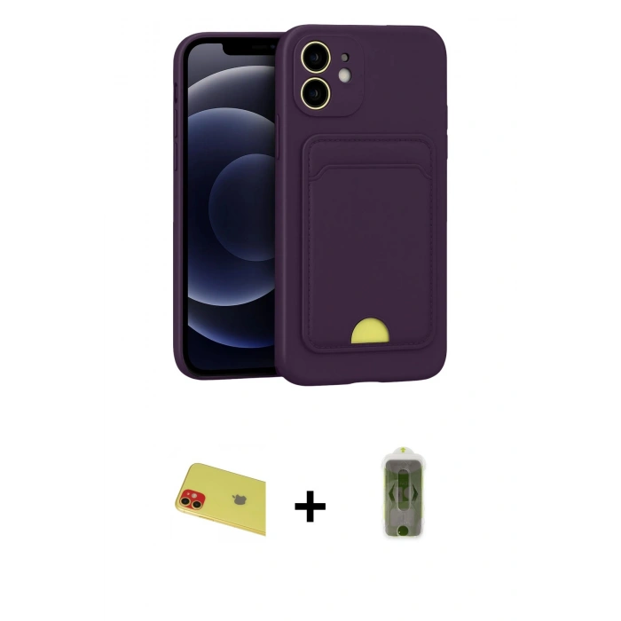 MARSİLYAN™- iPhone 11 Kılıf Vadi Çizgi Prime - Siyah Joko Magic 5D Hayalet Cam + Rainbow Kamera Lens Koruma Cam - KI