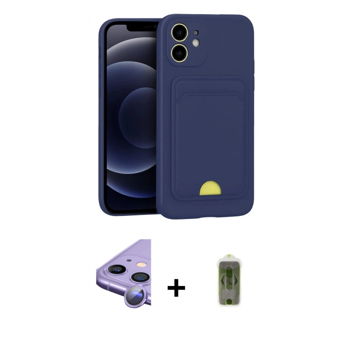 MARSİLYAN™- iPhone 11 Kılıf Vadi Çizgi Prime - Siyah Joko Magic 5D Hayalet Cam + Raze Metal Kamera Lens - MR