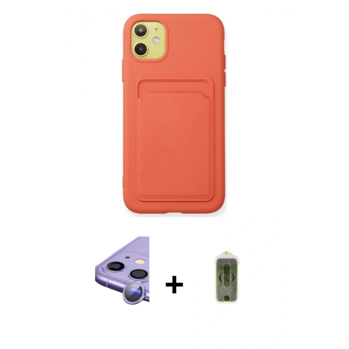 MARSİLYAN™- iPhone 11 Kılıf Vadi Çizgi Prime - Siyah Joko Magic 5D Hayalet Cam + Raze Metal Kamera Lens - MR