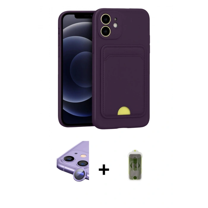MARSİLYAN™- iPhone 11 Kılıf Vadi Çizgi Prime - Siyah Joko Magic 5D Hayalet Cam + Raze Metal Kamera Lens - MR