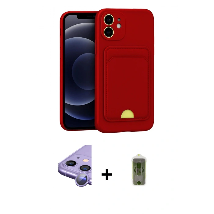 MARSİLYAN™- iPhone 11 Kılıf Vadi Çizgi Prime - Siyah Joko Magic 5D Hayalet Cam + Raze Metal Kamera Lens - MR