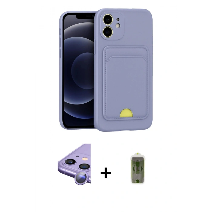 MARSİLYAN™- iPhone 11 Kılıf Vadi Çizgi Prime - Siyah Joko Magic 5D Hayalet Cam + Raze Metal Kamera Lens - MR