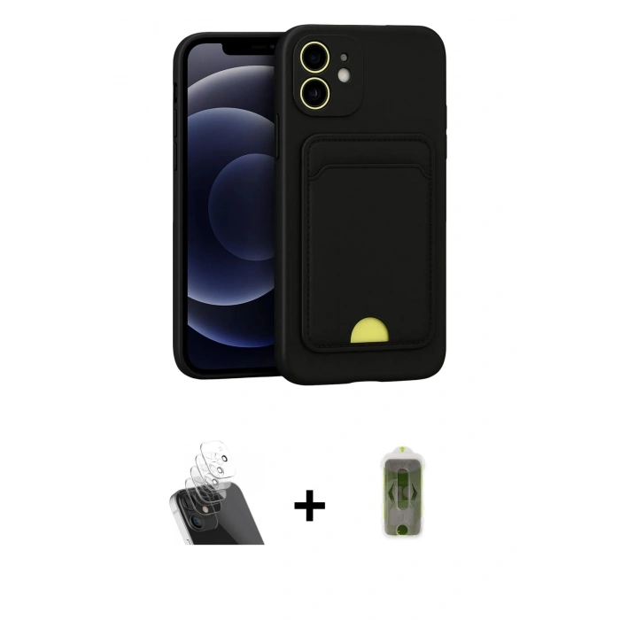 MARSİLYAN™- iPhone 11 Kılıf Vadi Çizgi Prime - Siyah Joko Magic 5D Hayalet Cam + Kamera Lens Koruma Cam - SF