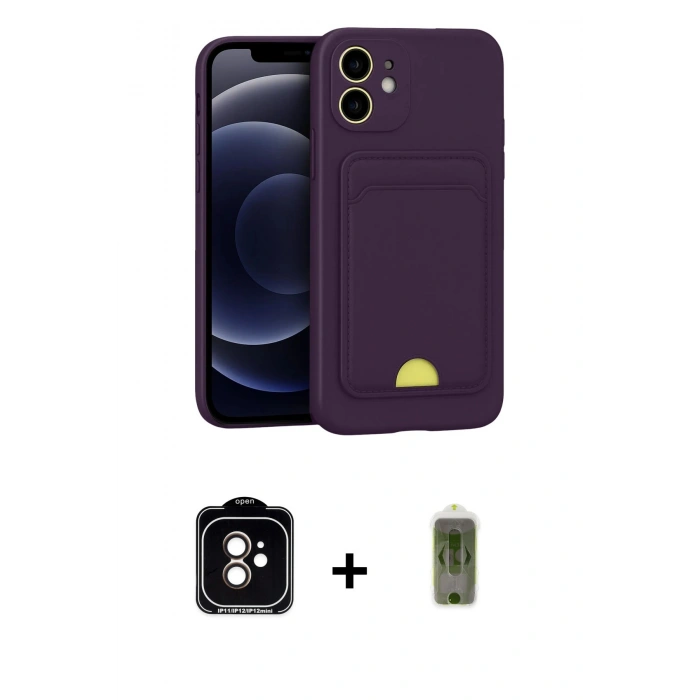 MARSİLYAN™- iPhone 11 Kılıf Vadi Çizgi Prime - Siyah Joko Magic 5D Hayalet Cam + PVD Metal Kamera Lens - TU