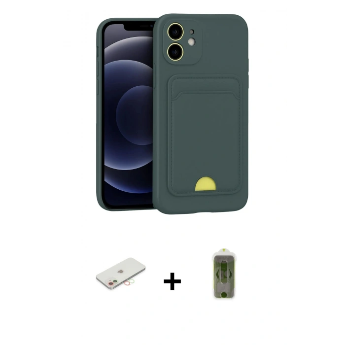 MARSİLYAN™- iPhone 11 Kılıf Vadi Çizgi Prime - Siyah Joko Magic 5D Hayalet Cam + Renkli Kamera Lens Koruma Cam - YL