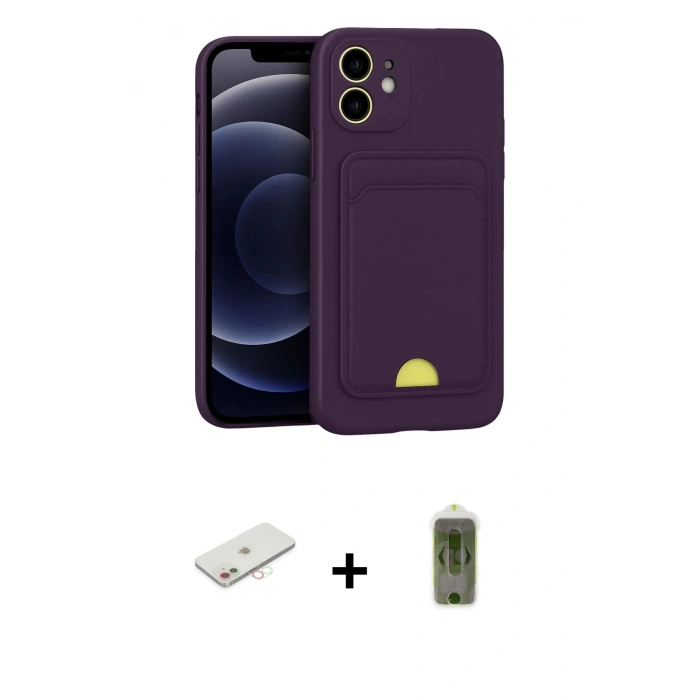 MARSİLYAN™- iPhone 11 Kılıf Vadi Çizgi Prime - Siyah Joko Magic 5D Hayalet Cam + Renkli Kamera Lens Koruma Cam - YL