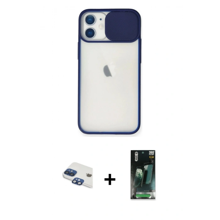 MARSİLYAN™- iPhone 11 Kılıf Vadi Çizgi - Şeffaf 360 Full Body Arka Koruyucu + Pers Alüminyum Kamera Lens - LT
