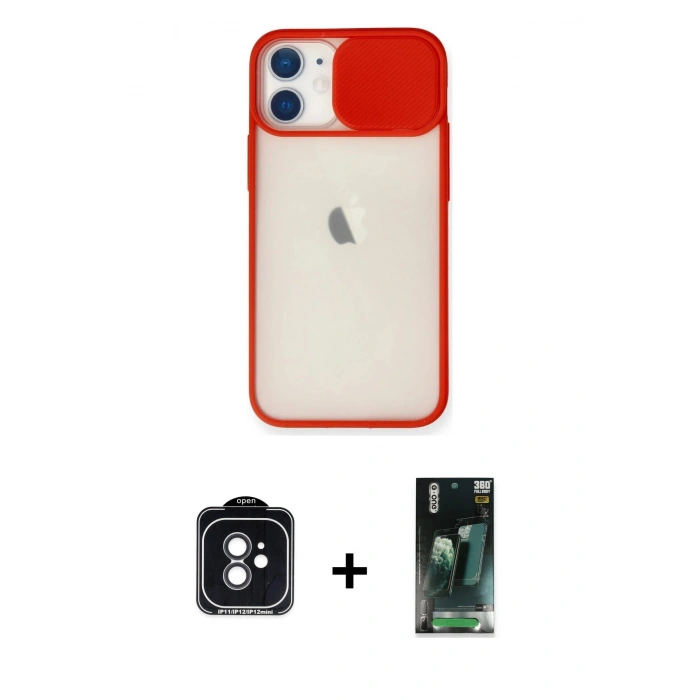 MARSİLYAN™- iPhone 11 Kılıf Vadi Çizgi - Şeffaf 360 Full Body Arka Koruyucu + PVD Metal Kamera Lens - SH