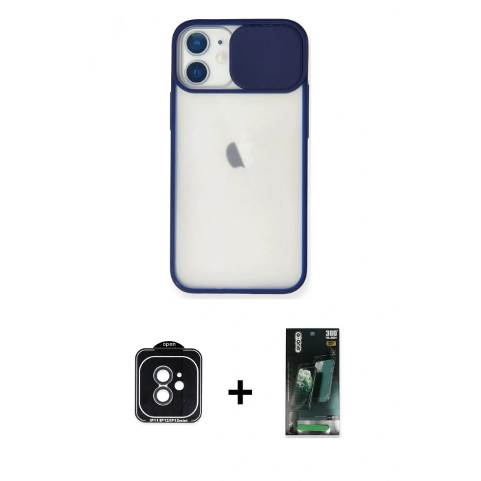 MARSİLYAN™- iPhone 11 Kılıf Vadi Çizgi - Şeffaf 360 Full Body Arka Koruyucu + PVD Metal Kamera Lens - SH