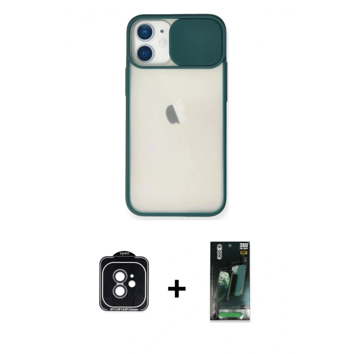 MARSİLYAN™- iPhone 11 Kılıf Vadi Çizgi - Şeffaf 360 Full Body Arka Koruyucu + PVD Metal Kamera Lens - SH