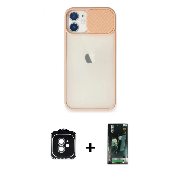 MARSİLYAN™- iPhone 11 Kılıf Vadi Çizgi - Şeffaf 360 Full Body Arka Koruyucu + PVD Metal Kamera Lens - YL